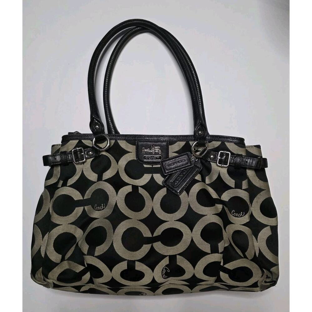 Coach Madison Signature C Sophia Satchel Bag J1220-22344 Black & GRAY